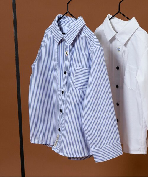 BREEZE(ブリーズ)の「【ジュニア対応】フォーマルピンタックレギュラーカラーシャツ(シャツ/ブラウス・キッズ・オフホワイト/ストライプ・90/100/110/120/130)」の2枚目の写真