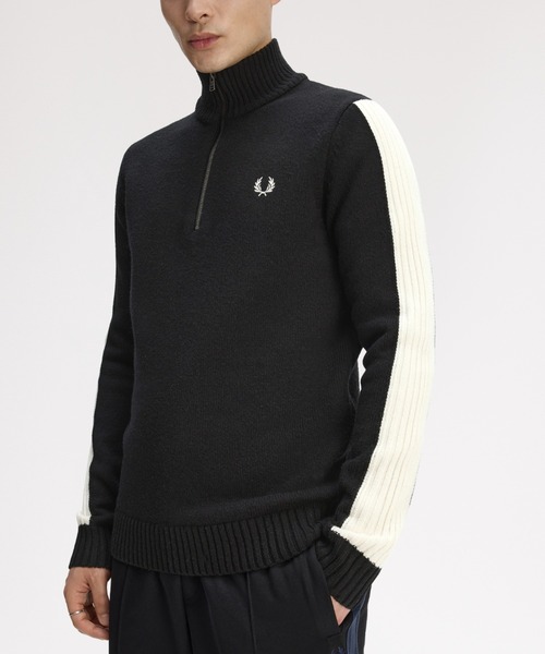 FRED PERRY(フレッドペリー)の「Ribbed Sleeve Half Zip Jumper/リブ袖ハーフジップニット(ニット/セーター・メンズ・ブラック・M/L)」の6枚目の写真