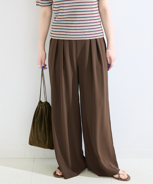 B.C STOCK(ベーセーストック)の「《追加3》【WEB限定】ウォッシャブル / タックワイドパンツ(スラックス・レディース・ベージュ/ブラック/ブラウン・SMALL/MEDIUM)」の13枚目の写真