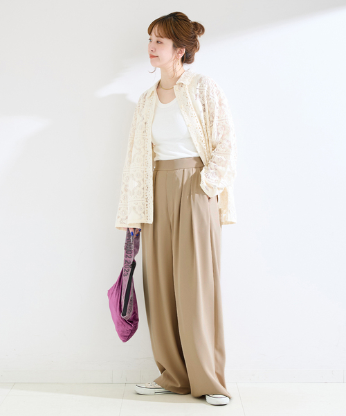 B.C STOCK(ベーセーストック)の「《追加3》【WEB限定】ウォッシャブル / タックワイドパンツ(スラックス・レディース・ベージュ/ブラック/ブラウン・SMALL/MEDIUM)」の17枚目の写真