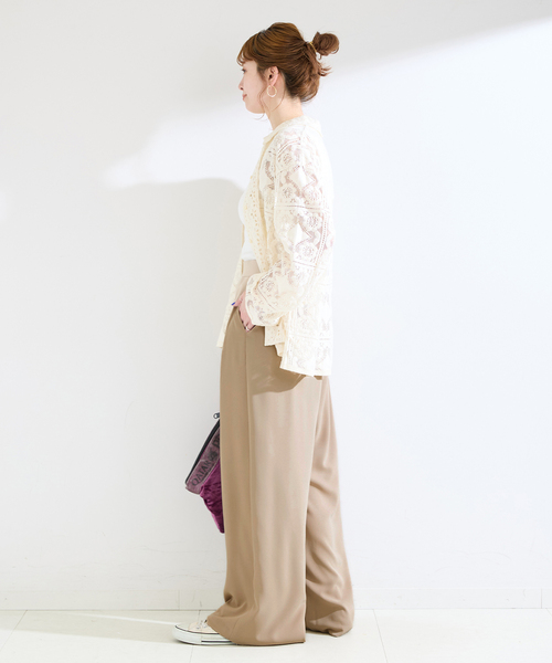 B.C STOCK(ベーセーストック)の「《追加3》【WEB限定】ウォッシャブル / タックワイドパンツ(スラックス・レディース・ベージュ/ブラック/ブラウン・SMALL/MEDIUM)」の18枚目の写真