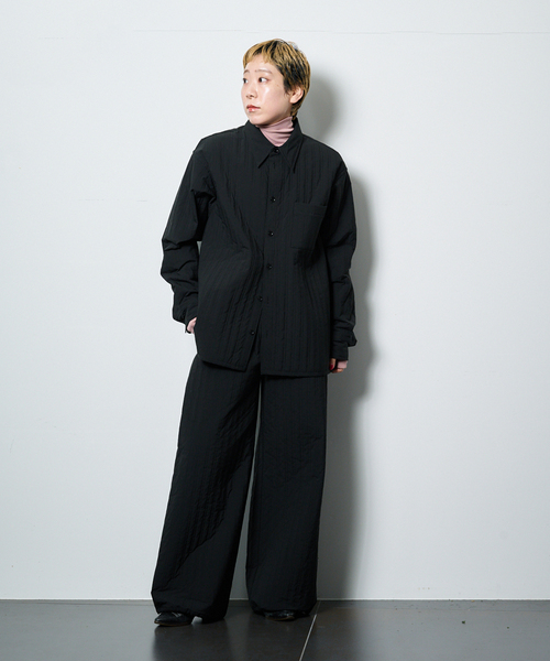 CITYSHOP（シティーショップ）の「STRIPED QUILTED SHIRT BLOUSON：シャツ（シャツ/ブラウス・レディース・ブラック・FREE）」の8枚目の写真