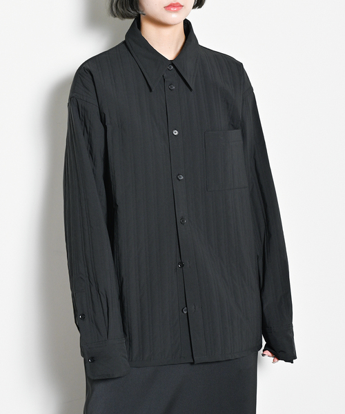 CITYSHOP（シティーショップ）の「STRIPED QUILTED SHIRT BLOUSON：シャツ（シャツ/ブラウス・レディース・ブラック・FREE）」の18枚目の写真
