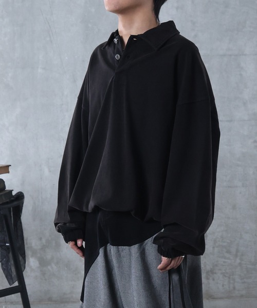 Confirm（コンファーム）の「ドローコード ポロ スウェット ユニセックス（スウェット・メンズ・ブラック・M/L）」の2枚目の写真