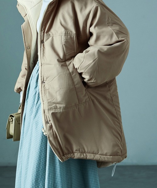 Fashion Letter(ファッションレター)の「オーバーサイズ リバーシブル モンスターパーカコート(ダウンジャケット/コート・レディース・ブラック/カーキ/ベージュ・M)」の6枚目の写真