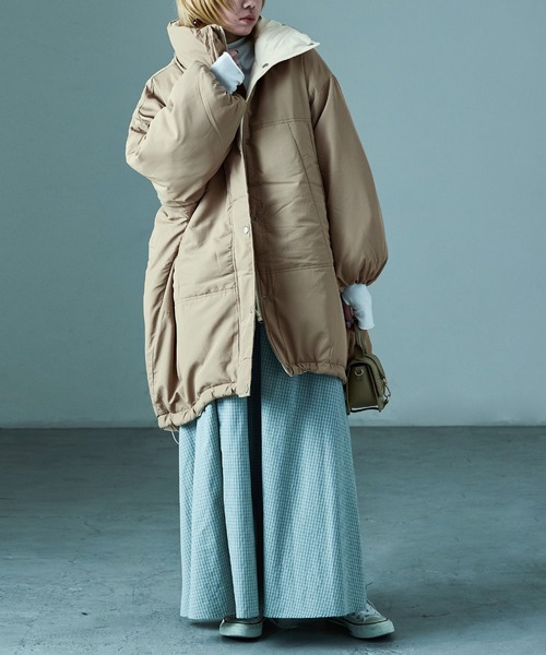 Fashion Letter(ファッションレター)の「オーバーサイズ リバーシブル モンスターパーカコート(ダウンジャケット/コート・レディース・ブラック/カーキ/ベージュ・M)」の8枚目の写真