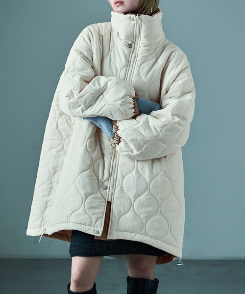 Fashion Letter(ファッションレター)の「オーバーサイズ リバーシブル モンスターパーカコート(ダウンジャケット/コート・レディース・ブラック/カーキ/ベージュ・M)」の13枚目の写真