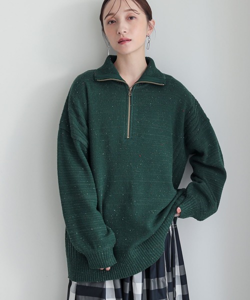 n'OrLABEL（ノアールレーベル）の「ネップヤーンハーフジップニット（ニット/セーター・レディース・オレンジ/チャコールグレー/グリーン・FREE）」の13枚目の写真