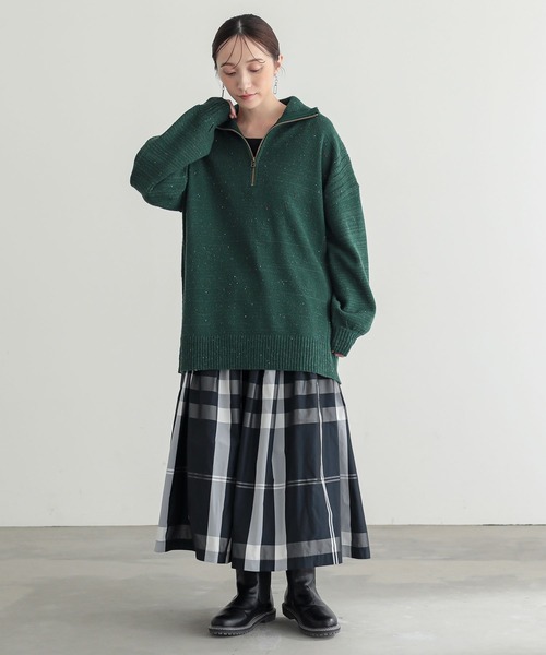 n'OrLABEL（ノアールレーベル）の「ネップヤーンハーフジップニット（ニット/セーター・レディース・オレンジ/チャコールグレー/グリーン・FREE）」の17枚目の写真