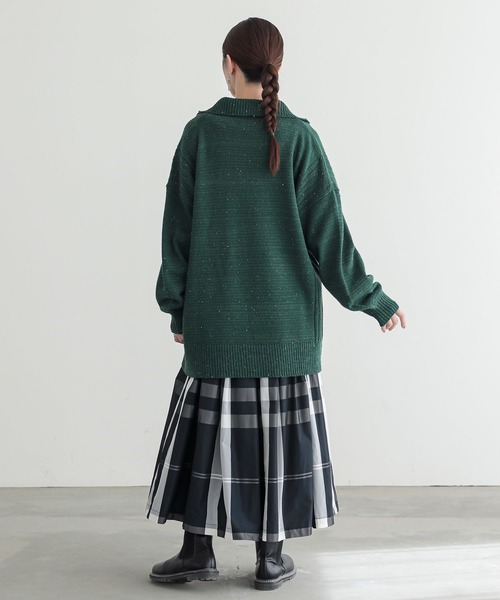 n'OrLABEL（ノアールレーベル）の「ネップヤーンハーフジップニット（ニット/セーター・レディース・オレンジ/チャコールグレー/グリーン・FREE）」の19枚目の写真