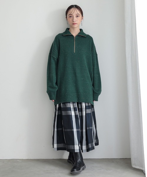 n'OrLABEL（ノアールレーベル）の「ネップヤーンハーフジップニット（ニット/セーター・レディース・オレンジ/チャコールグレー/グリーン・FREE）」の16枚目の写真