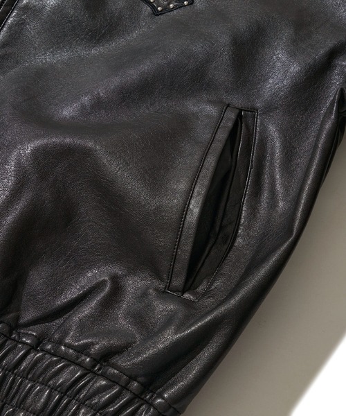 ADPOSION（アドポーション）の「【FUBU / フブ】Faux Leather Studs Patch Jacket / フェイクレザー スタッズ パッチ ジャケット（ブルゾン・メンズ・ブラック/ブラウン・LARGE/X-LARGE/MEDIUM）」の5枚目の写真