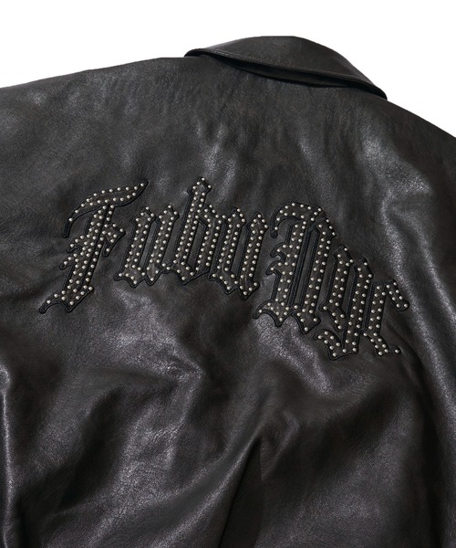 セール】【FUBU / フブ】Faux Leather Studs Patch Jacket / フェイク