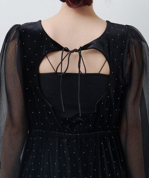 結婚式/オケージョン】ベロアスタッズワンピース（ワンピース