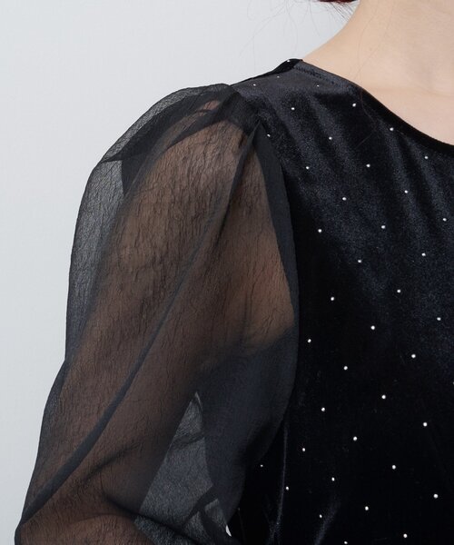 結婚式/オケージョン】ベロアスタッズワンピース（ワンピース