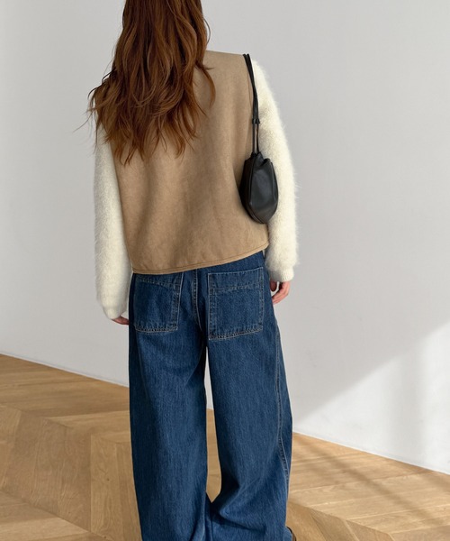 CANAL JEAN（キャナルジーン）の「El mar　フェイクムートンベスト（ベスト・レディース・ベージュ/ブラウン・ONE SIZE）」の4枚目の写真
