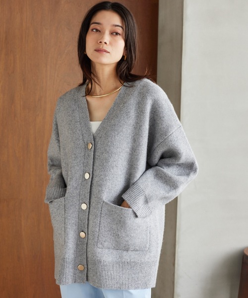 BARNYARDSTORM（バンヤードストーム）の「BARNYARDSTORM / ポケツキＷフェイスカーディガン / ハンドウォッシャブル【WEB限定カラー】（カーディガン/ボレロ・レディース・ブルー/グレー/チャコールグレー/ライトベージュ/ブラウン・FREE）」の3枚目の写真