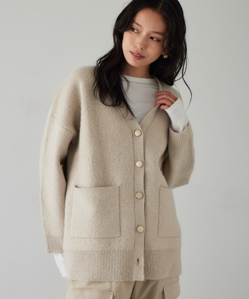 BARNYARDSTORM（バンヤードストーム）の「BARNYARDSTORM / ポケツキＷフェイスカーディガン / ハンドウォッシャブル【WEB限定カラー】（カーディガン/ボレロ・レディース・ブルー/グレー/チャコールグレー/ライトベージュ/ブラウン・FREE）」の4枚目の写真