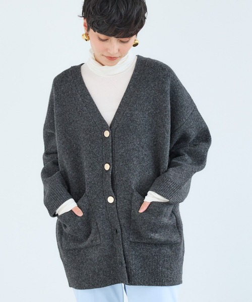 BARNYARDSTORM（バンヤードストーム）の「BARNYARDSTORM / ポケツキＷフェイスカーディガン / ハンドウォッシャブル【WEB限定カラー】（カーディガン/ボレロ・レディース・ブルー/グレー/チャコールグレー/ライトベージュ/ブラウン・FREE）」の2枚目の写真