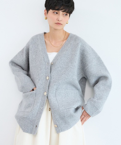 BARNYARDSTORM（バンヤードストーム）の「BARNYARDSTORM / ポケツキＷフェイスカーディガン / ハンドウォッシャブル【WEB限定カラー】（カーディガン/ボレロ・レディース・ブルー/グレー/チャコールグレー/ライトベージュ/ブラウン・FREE）」の8枚目の写真