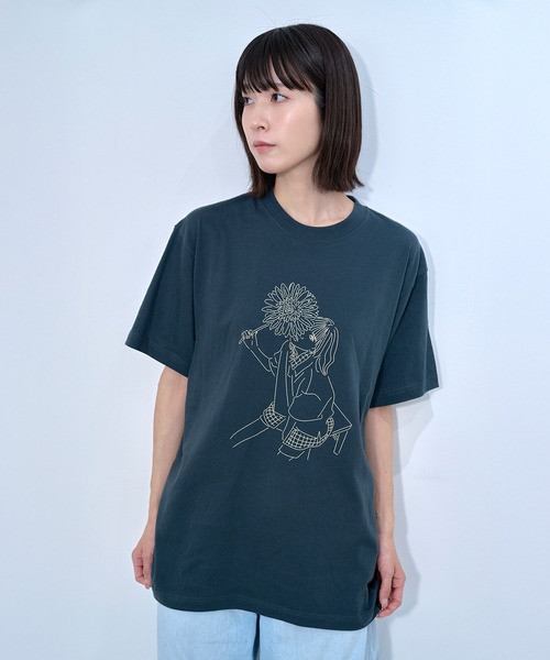 Nora Lily(ノラリリー)の「【Nora Lily】YUHO & Flower S/S Tee(Tシャツ/カットソー・メンズ・ホワイト/グリーン/ブラック・LARGE)」の3枚目の写真