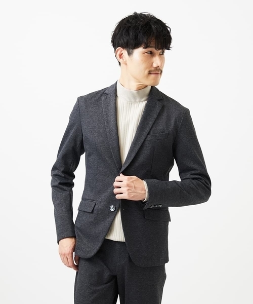 MK MICHEL KLEIN HOMME （エムケーミッシェルクランオム）の「【洗濯機で洗える】モックネックニット / ランダムタックストライプ（ニット/セーター・メンズ・ブラック/ホワイト/アイボリー・48/51/46）」の9枚目の写真