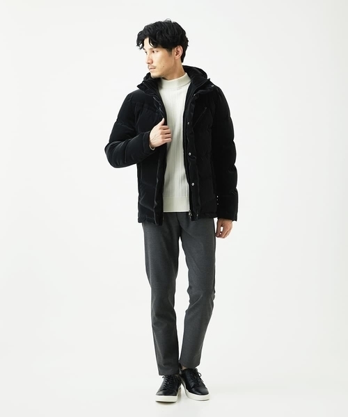 MK MICHEL KLEIN HOMME （エムケーミッシェルクランオム）の「【洗濯機で洗える】モックネックニット / ランダムタックストライプ（ニット/セーター・メンズ・ブラック/ホワイト/アイボリー・48/51/46）」の13枚目の写真