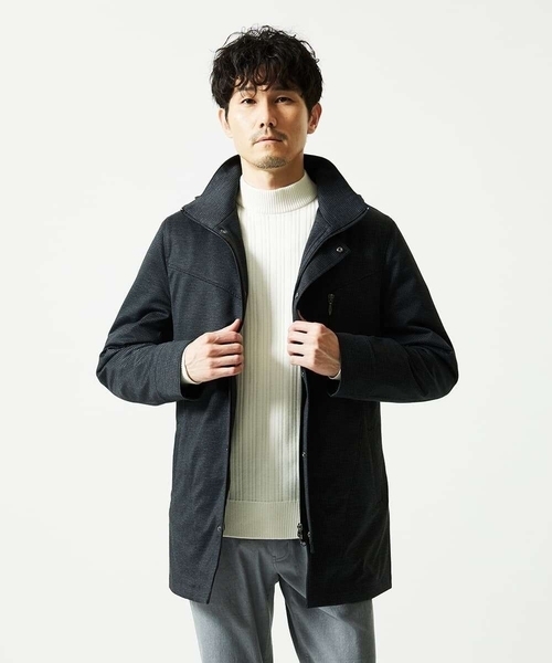 MK MICHEL KLEIN HOMME （エムケーミッシェルクランオム）の「【洗濯機で洗える】モックネックニット / ランダムタックストライプ（ニット/セーター・メンズ・ブラック/ホワイト/アイボリー・48/51/46）」の20枚目の写真