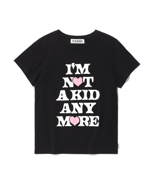 YOUHEE(ユヒ)の「NOT A KID GRAPHIC T-SHIRT BLACK(Tシャツ/カットソー・レディース・その他・FREE)」の5枚目の写真