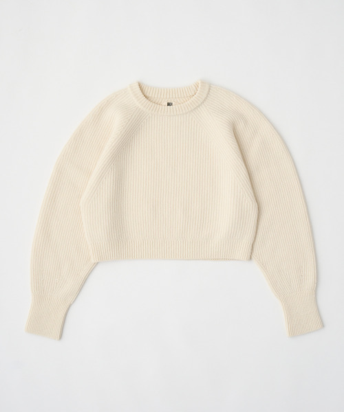 UNFIL(アンフィル)の「UNFIL アンフィル / woolen cotton & ex.fine lambs wool ribbed-knit P/O セットアップウールコットンウールリブニットプルオーバー / WVFL-UW123(ニット/セーター・レディース・オフホワイト/モカ・1)」の5枚目の写真