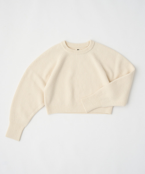 UNFIL(アンフィル)の「UNFIL アンフィル / woolen cotton & ex.fine lambs wool ribbed-knit P/O セットアップウールコットンウールリブニットプルオーバー / WVFL-UW123(ニット/セーター・レディース・オフホワイト/モカ・1)」の8枚目の写真