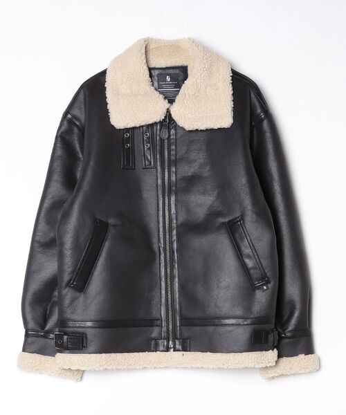 Valley Apparel(バレーアパレル)の「Valley Apparel / B-3 フェイクムートンジャケット / VA5003(ミリタリージャケット・メンズ・ブラック/ブラウン・LARGE/X-LARGE)」の3枚目の写真