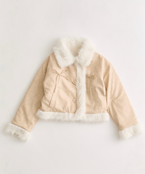 OLIVE des OLIVE（オリーブデオリーブ）の「ファームートンジャケット（ムートンコート・レディース・ダークブラウン/アイボリー・FREE）」の3枚目の写真