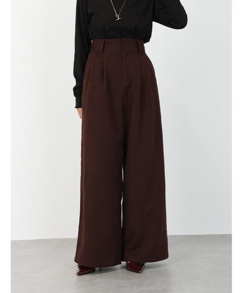 fifth(フィフス)の「【honoセレクト】 【U150サイズあり】起毛ハイウエストタックワイドパンツ(その他パンツ・レディース・ブラック/ブラウン・M/XS)」の2枚目の写真