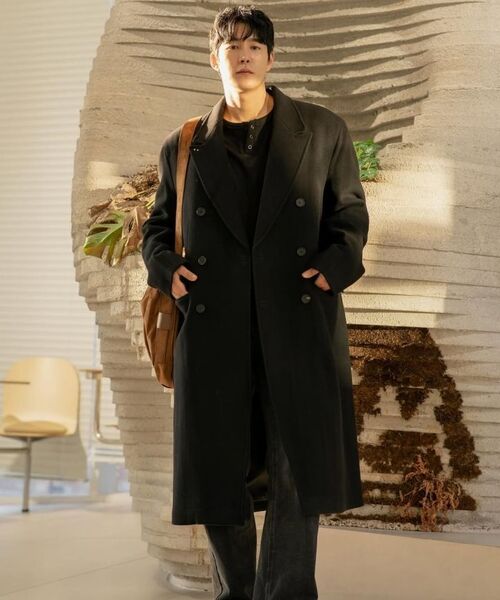 ALYSS（アリス）の「[WOOL 90] スタディッド チェスター ウール ダブル コート [ブラック]（チェスターコート・メンズ・その他・X-LARGE/MEDIUM/LARGE）」の6枚目の写真