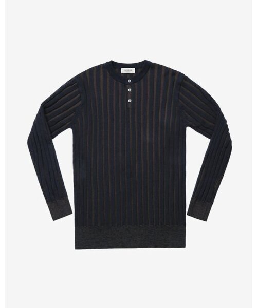 Reverse Combination Henly neck Knit (Navy)