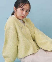 index | リボンブローチフィルムラメフェザーカーディガン【洗濯機OK】(カーディガン/ボレロ)