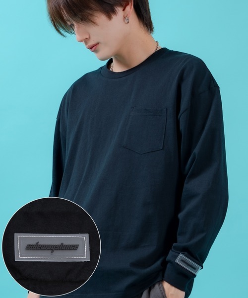 SIDEWAY STANCE（サイドウェイスタンス）の「【SIDEWAY STANCE】ワンポイント ポケット ロンT（Tシャツ/カットソー・メンズ・ブラック系/ホワイト/ブラック/ブラック系1/ホワイト系1/ホワイト系・X-LARGE/LARGE/MEDIUM/SMALL）」の5枚目の写真