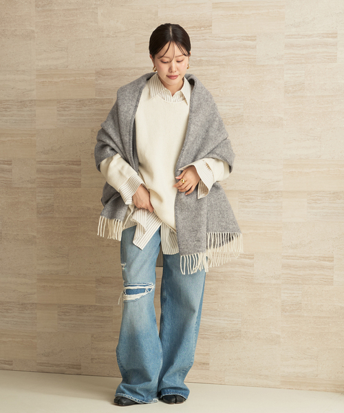 plage（プラージュ）の「LAPUAN KANKURIT / ラプアンカンクリ POCKET SHAWL ARVO ショール（ストール/ショール・レディース・グレー/ベージュ・FREE）」の8枚目の写真