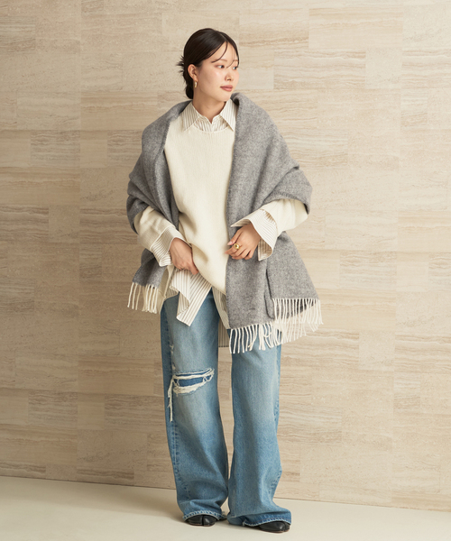 plage（プラージュ）の「LAPUAN KANKURIT / ラプアンカンクリ POCKET SHAWL ARVO ショール（ストール/ショール・レディース・グレー/ベージュ・FREE）」の9枚目の写真