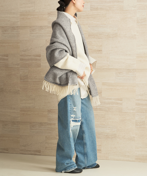 plage（プラージュ）の「LAPUAN KANKURIT / ラプアンカンクリ POCKET SHAWL ARVO ショール（ストール/ショール・レディース・グレー/ベージュ・FREE）」の10枚目の写真