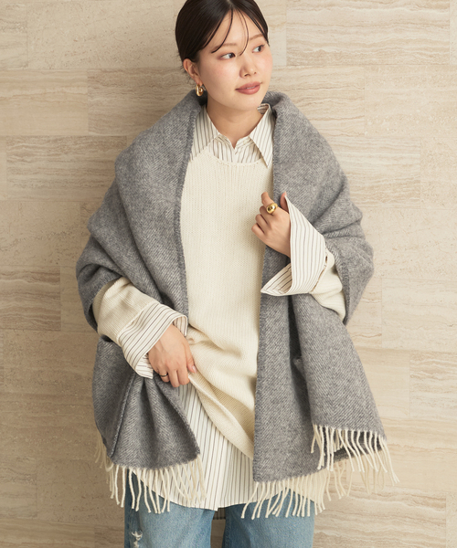 plage（プラージュ）の「LAPUAN KANKURIT / ラプアンカンクリ POCKET SHAWL ARVO ショール（ストール/ショール・レディース・グレー/ベージュ・FREE）」の12枚目の写真