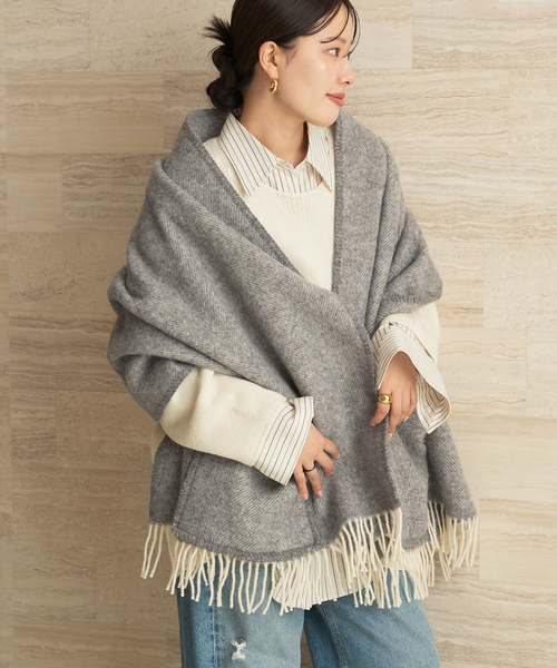 plage（プラージュ）の「LAPUAN KANKURIT / ラプアンカンクリ POCKET SHAWL ARVO ショール（ストール/ショール・レディース・グレー/ベージュ・FREE）」の14枚目の写真