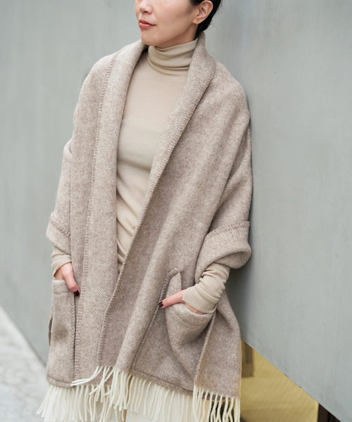 plage（プラージュ）の「LAPUAN KANKURIT / ラプアンカンクリ POCKET SHAWL ARVO ショール（ストール/ショール・レディース・グレー/ベージュ・FREE）」の17枚目の写真