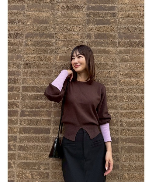 Day and Grade(デイアンドグレイド)の「【前田ゆかセレクト】バイカラーフロントスリットプルオーバー / ストレッチ・ニット(ニット/セーター・レディース・グレー系その他・FREE)」の10枚目の写真