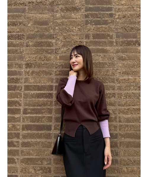 Day and Grade(デイアンドグレイド)の「【前田ゆかセレクト】バイカラーフロントスリットプルオーバー / ストレッチ・ニット(ニット/セーター・レディース・グレー系その他・FREE)」の11枚目の写真
