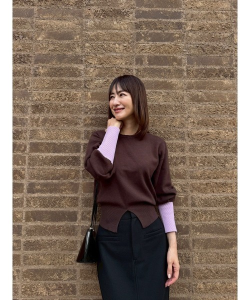 Day and Grade(デイアンドグレイド)の「【前田ゆかセレクト】バイカラーフロントスリットプルオーバー / ストレッチ・ニット(ニット/セーター・レディース・グレー系その他・FREE)」の12枚目の写真