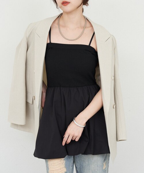 SHENERY（シーナリー）の「バルーンビスチェキャミソール（キャミソール・レディース・ブラック/ホワイト・FREE）」の12枚目の写真