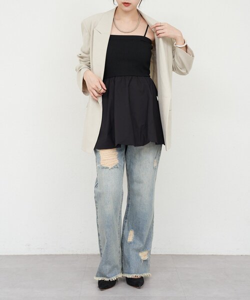 SHENERY（シーナリー）の「バルーンビスチェキャミソール（キャミソール・レディース・ブラック/ホワイト・FREE）」の15枚目の写真