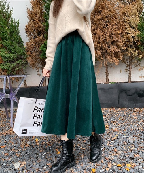 Doula Doula(ドゥーラドゥーラ)の「コーデュロイミドル丈フレアスカート(スカート・レディース・ブラウン/グリーン/ブラック・FREE)」の7枚目の写真